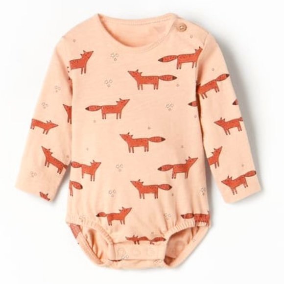 NWT Zara cotton 1-3 months fox bodysuit - Picture 1 of 1
